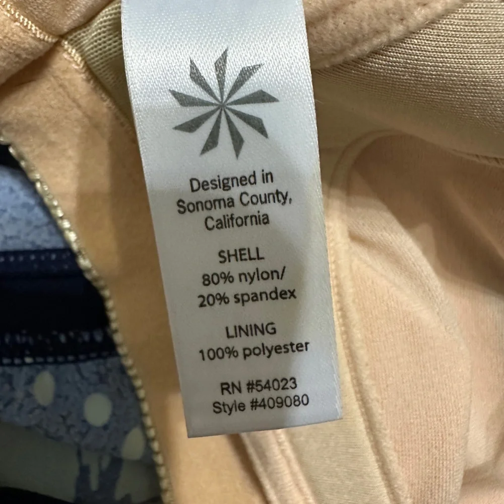 #4) Athleta navy blue with multi color floral dress with under bra size XS